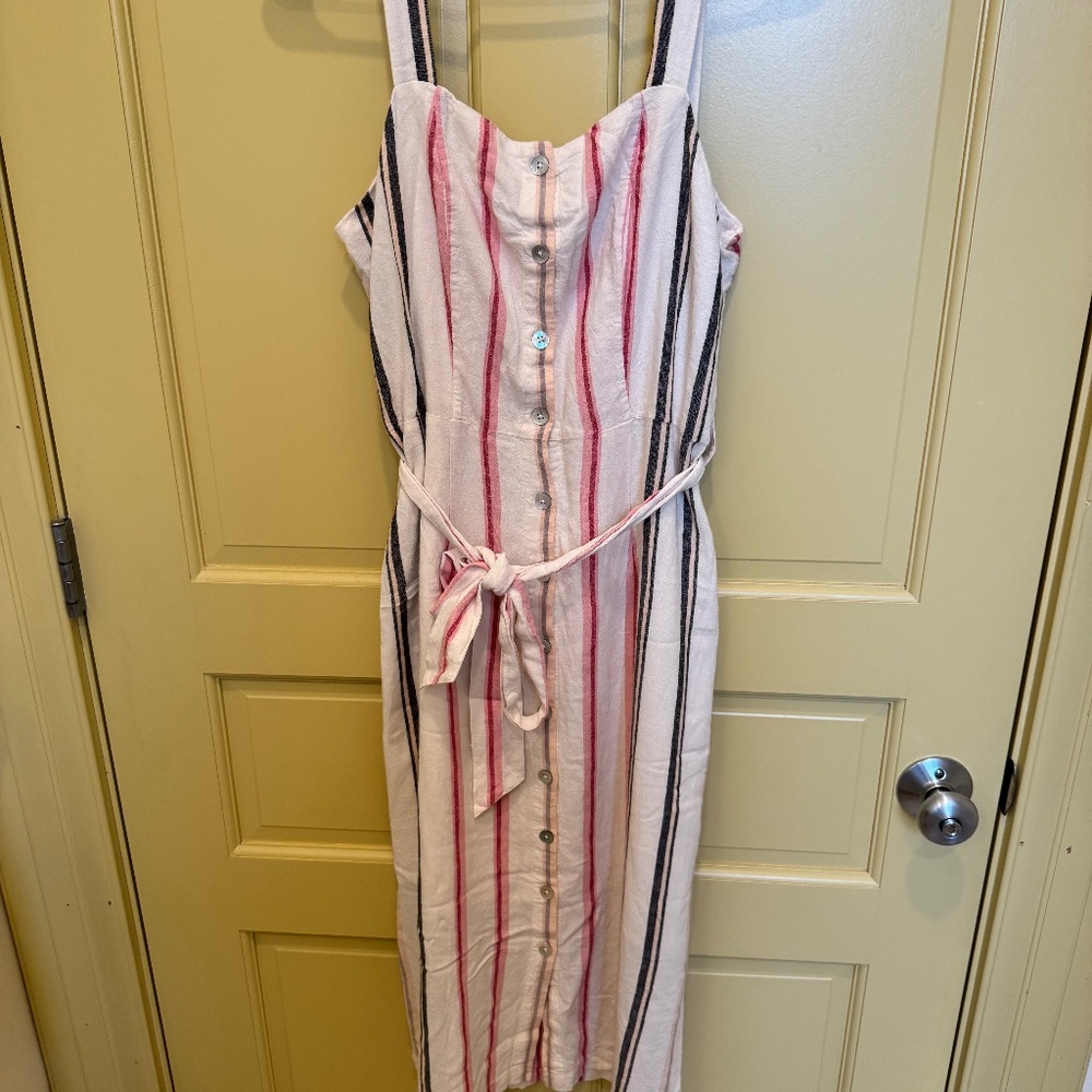 Rails Striped Button‑Front Midi Dress – Size Medium